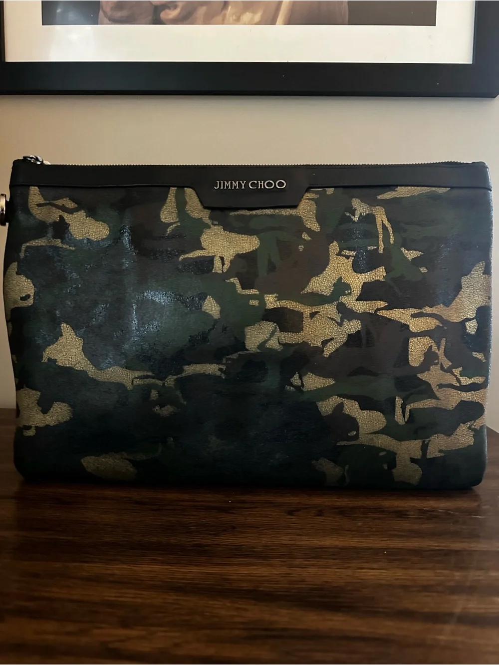 Jimmy Choo Oversized Camouflage Leather Clutch